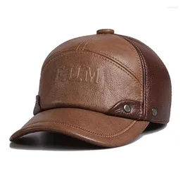 Ball Caps Gorras Winter 2023 Baseball Cap Hats Genuine Leather Men's Army Hat High First Quality Cowhide Dad Adult Solid Adjustable