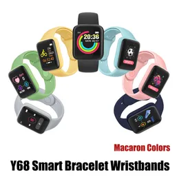 Y68 Smart Macaron Watch Armbands Armelets Blodtryck Hjärtfrekvens Monitor Pedometer Cardio Waterproof Sport Watches For iOS Android