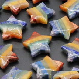 Stone 30mm Rainbow 7 Chakra Carving Star Shape Crystal Healing Meditation Decoration Ornamentes Crafts Gift Drop Delivery Jewel Dhjsj