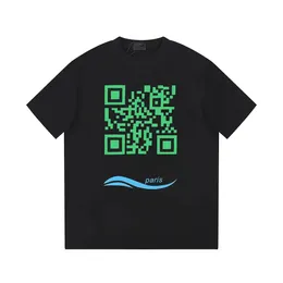 Summer men's T-shirt loose version cola printing short-sleeved QR code printing casual comfortable cotton top men and women the same style