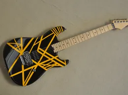 Anpassad svart gul randelektrisk gitarr med Tremolo Bridge Maple Fingerboard kan anpassas