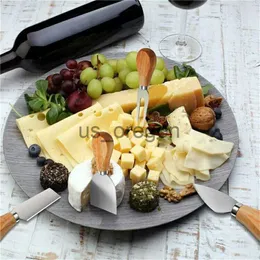 Dinnerware Sets New 4Pcsset Wood Handle Sets Oak Bamboo Cheese Cutter Knife Slicer Kit Kitchen Cheese Cutter Useful Cooking Tools x0703