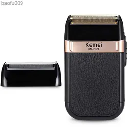 Kemei poderoso barbeador recarregável para homens foil barbeador elétrico barba cabelo cabeça de barbear careca barbeador elétrico com malha extra L230520