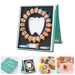 Número da caixa de dentes de madeira para crianças Organizador de armazenamento Colete caixas de dentes de leite Baby lembrança salvar lembranças recém -nascidas Presente de aniversário