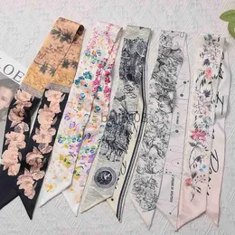 Halsdukar Mode Skinny Scarf Kvinnor Lyxmärke Twill Tryck Knytväska Handtag Band Hårband Damsduk Ny design Sidenscarves J230703