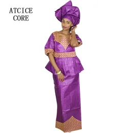 Kadın için Afrika Elbiseleri Bazin Riche Nakış Tasarımı Uzun Elbise DP168262p