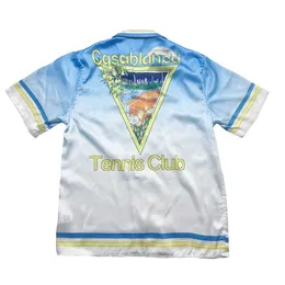 Koszule designer designer mody koszule dosty Casablanca marokan niebieski gradient tenis hawajski para wszechstronna krótka sl