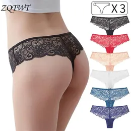 Mutandine femminili 3 pcs sexy briefs g string da donne in pizzo ragazze t schiera bianche