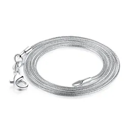 Stor kampanj 1MM 925 Silver Snake Chain Halsband med Lobster Spännen Smyckekedjor För Hänge DIY 16 tum till 24 tum