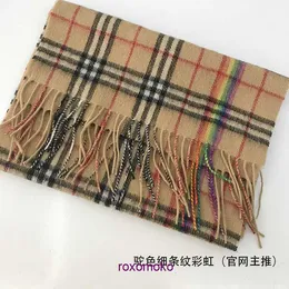 Designer Original Bur Home Sciarpe invernali in vendita Inner Mongolia ha prodotto Xiaoge Rainbow Wool Scarf Classic Fashion British Style Neck Hair