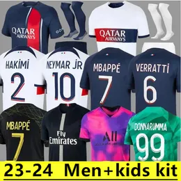 23-24 Maillot de Foot Soccer Jerseys 2023 2024 Mbappe Hakimi Shirt Men Kids Hommes Enfants Verratti Marquinhos Kimpembe Fourth Ramos Psgs Jerseys 6666666