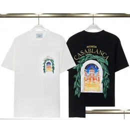 メンズTシャツメンズクラシックホワイトブラックカサデザイナーTシャツ夏の短袖テニスクラブカサブランカメンズTシャツティードロップDH7S6