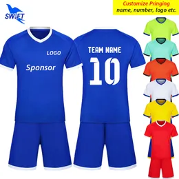 Outdoor Shirts Customize Print Men Women Football Jerseys Uniforms Boys Girls Soccer Clothing Short Sleeve Kids Futsal Set Sports Tracksuits 230703