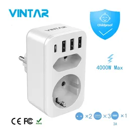 Zasilacza wtyczka elektryczna wtyczka zasilająca 4000W szybkie ładowanie adapter z 2 punktami sprzedaży 3 AC 3 Porty ładowania USB 1 Typ C 5V 3A Wtyczka Gniazdo Dziecko 230701