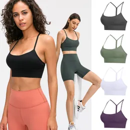 LL Yoga Bra Sweatwear Women's Energy Workout Vest Tank Top Thin Shoulder Flow Y Sport Bra Underwear Nude Feel Shock Absorption Gathered Fitness Running SweatTops