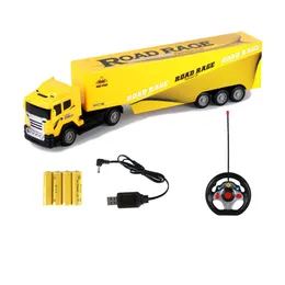세미 트럭 트레일러 32 인치 2 4 g HZ FAST SPEED 원격 컨트롤 아이 장난감 운반체 차량화물 운송업자 빨간색 또는 노란색
