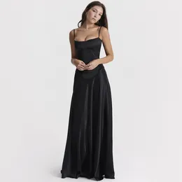 Vestido formal de verão com alças pretas e rendas oco para festa de formatura vestido de noite sexy feminino novo em vestido