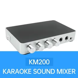 Amplificatori Km200 4k Mini Hd Karaoke Mixer audio Mixer audio Doppio microfono Regolazione del volume di ingresso per Stage Ktv Room Mesa De Mezclas De