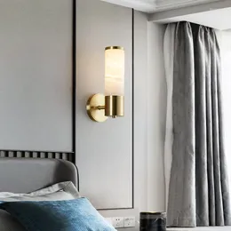 Vägglampa Marmor Koppar Modern Kinesisk Stil Vardagsrum Gang Korridor Sovrum Sängstudie Enkel