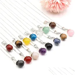 Pendant Necklaces Healing Crystal Natural Stone Magic Pointy Hat Charms Rose Quartz Tiger Eye Lapsi Pink Link Chain Wholesale Christ Dh7Ig