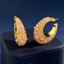 Nuovo design in resina Pink Moon Boat Round Nail Drill Earnails a forma di C orecchino gioielli di design di lusso E55