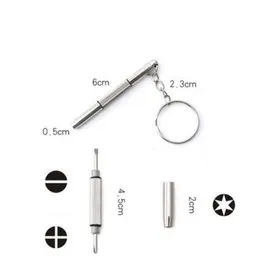 Screwdrivers Wholesale 3 In 1 Aluminum Steel Eyeglass Screwdriver Sunglass Watch Repair Kit With Keychain Portable Hand Tools Drop D Dh14P