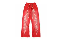 Męskie luksusowe projektanci spodnie męskie spodnie Hellstar Studios czerwone spodnie rozkloszowane spodnie dresowe męskie moda Jogger Hip hop spodnie na co dzień