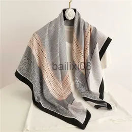 Halsdukar Twill Silk Headscarf för kvinnor Print Solid 90*90cm Square Scarf Hijab Bandana Dam Halsduk Hand Sjal Wraps Echarpe J230703