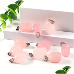 Чакра натуральное камень очарование розовая Quartz Crystal Pendants Chakras Gem Fit Serving Senring