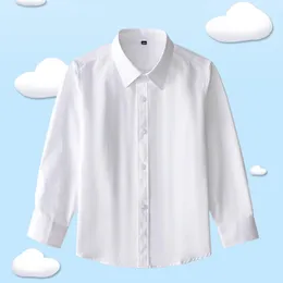 T-shirts Roupas de escola para adolescentes Camisas brancas de meninos para estudantes blusas de algodão de manga longa uniforme 4 6 8 10 12 anos