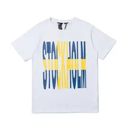 مصمم كبير كبير V فاخر Vvlone Stock Blue and Yellow Hip Hop Hop Short Shirt Miami Pop Guerrilla Store Limited Tee Super عالية الجودة