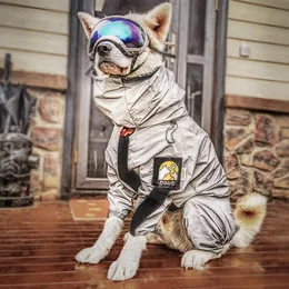 Capa de chuva capa de chuva de cachorro de estimação refletiva para cães grandes de cães grandes roupas de chuva fria à prova de vento com capuz de macacão com capuz