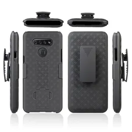 Defender Telefonfodral För LG Stylo 7 6 5 K51 K31 V40 ThinQ Med Kickstand Bältesklämma Hölster Heavy Duty Stötsäkert vävt Mönster Design Telefon Bakstycke