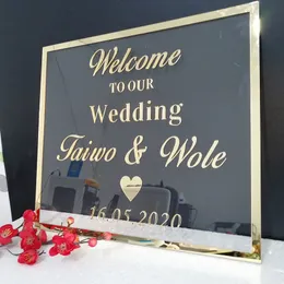 Outros artigos para festas de eventos Placa personalizada de boas-vindas para casamento Nome e data personalizados Moldura de espelho acrílico Chá de bebê Decoração em forma de círculo 230701