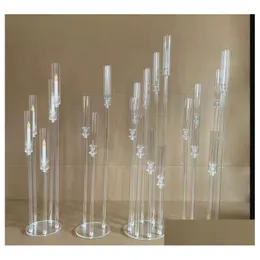 Party Decoration 6Pcs Centerpiece Candelabra Clear Candle Holder Acrylic Candlesticks For S Event Drop Delivery Home Dhpvn