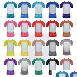 Decorações de Natal Us Men Women Party Supplies Sublimation Bleached Shirts Heat Transfer Blank Bleach Shirt Polyester T-Shirts Dr Dhhs1
