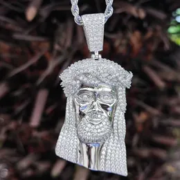 Mister Jewelry Hip Hop Iced Out Jesus Piece Pingente de cabeça de Jesus com corrente de corda