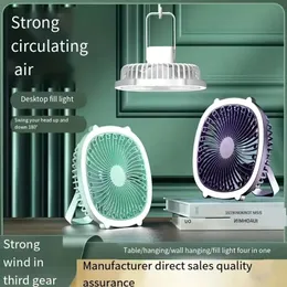 1pc, Multifunctional Ceiling Fan, USB Charging Portable Fan, Student Dormitory Special Office Desktop Fan, Big Wind Mute Small Fan With Lights, Summer Essential