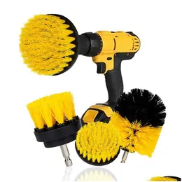 Rengöringsborstar 3st/Set Electric Scrubber Brush Drill Kit Plastic Round For Carpet Glass Car Däck Nylon 2/3,5/4 Drop Delivery Hom DHCKC