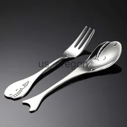 Учетные наборы наборов креативных 3D Dolphin Whale Spoons 304 из нержавеющей стали Fork Dessert Dessert Spoon Интересная детская западная еда x0703