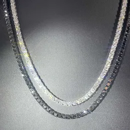 مصمم المجوهرات أفضل هدية للنساء سوار الهيب هوب سلسلة 3 مم واسعة S925 Silver Moissanite Diamond Necklace Tennis سلسلة رابط