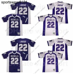 Odzież piłkarska American College Mężczyźni High School South Rebels Football 22 Koszulka Phillip Lindsay All Stitched Sport Oddychająca Czysta bawełna Team Purple Away White Colo