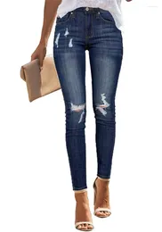 Dżinsy damskie 2023 wysokiej talii dla kobiet Slim Stretch Ripped Distressed Denim Jean Bodycon Tassel Skinny Push Up spodnie