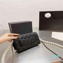 Umhängetaschen, Luxus-Mode, einfache kleine quadratische Tasche, Damen-Designer, Lammfell, Perlenkette, Handy-Handtaschen