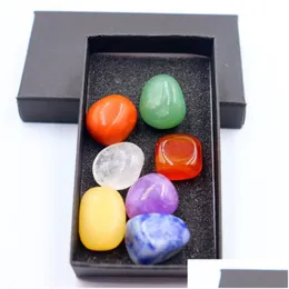 Stone 7 Chakra Box Set Reiki Natural Crystal Stones Polishing Amethyst Rose Quartz Yoga Energy Bead Healing Decoration Drop Delivery Dhb9N