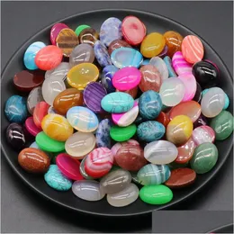 Stone Wholesale 15X20Mm Oval Striped Agate Carving Cabochon Natural Crystal Polishing Gem Healing Jewelry Diy Acc Drop Delivery Dh0Z6