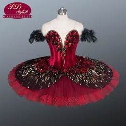Tutu di balletto professionale nero di alta qualità per adulti Costumi di balletto del lago dei cigni Tutu di balletto rosso per ragazze LD90452506