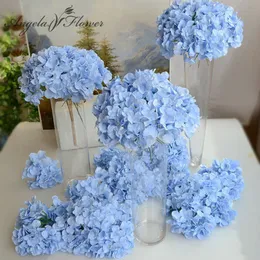 Dried Flowers 11PCS Lot Silk Artificial Hydrangea Flower Heads With Stems DIY For Wedding Floral Wall Arrangement Garland Handmade Materials 230701