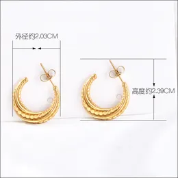 Hoop & Huggie new semi-round earrings Female titanium steel 18K gold C-shaped earrings Europe and the United States light luxury niche earrings high quality wholesale