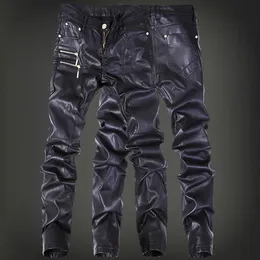 Hela vintermotorcykelmens rockläderbyxor med dragkedjor svart faux tight skenny plus storlek 30 31 32 33 34 36 punk trouser2756